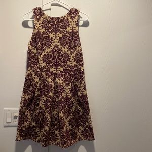 Floral cream and Burgundy skater dress